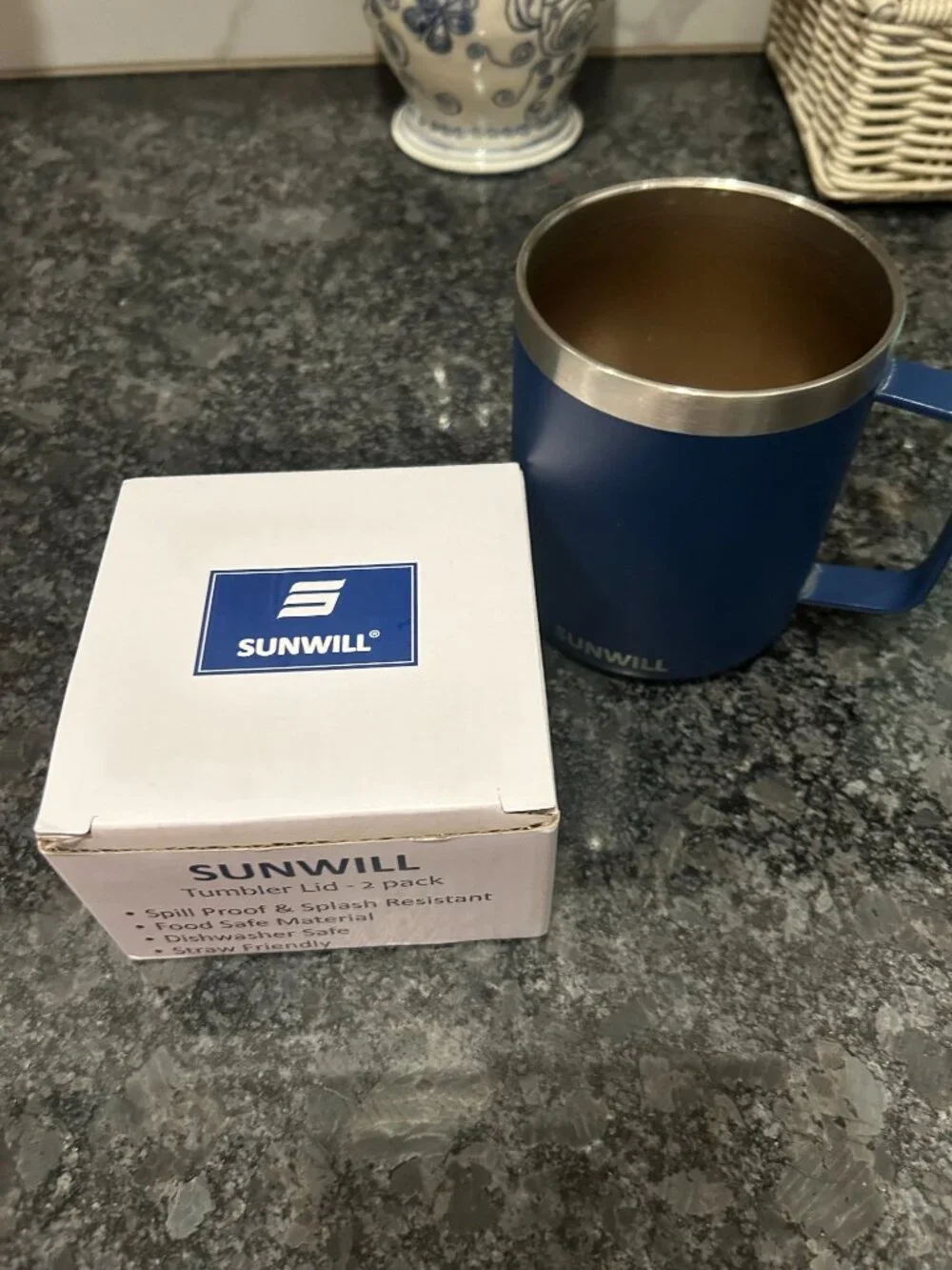 SUNWILL 14 oz Insulated Stainless Steel Travel Coffee Mug w/ NEW Lid – Navy Blue